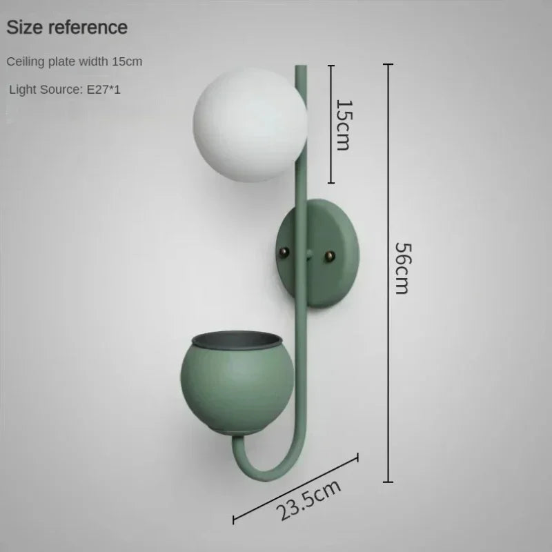 Home Decor Led Lamp Fixture Lighting Glass Ball Nordic Creative Wall Sconce for Bedroom Living Room Plant Kids Luminaire Bedside