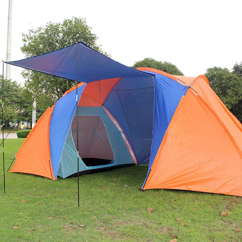 Outdoor Camping Tent 4-6 Person Large Tent Sun Protection Waterproof Sunshield Double Layer Portable Hiking Climbing Picnic Tent
