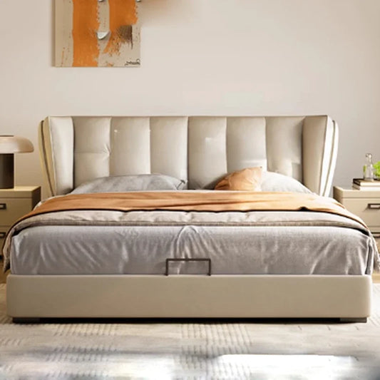 Drawers Wood Double Bed Frame Simple White Elegant Matrimonial Modern Bed Bedroom Villa Italian Cama De Casal Bedroom Furniture