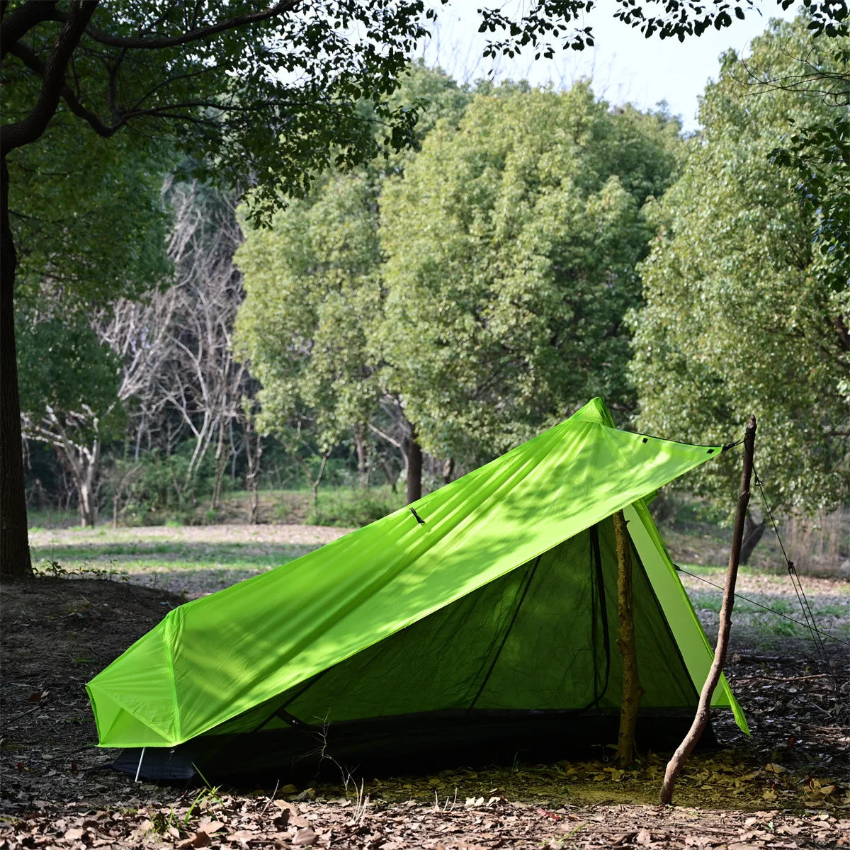 Outdoor Camping Single Person Tent Ultralight Double Layers 15D Silicone Coated No Poles Tent