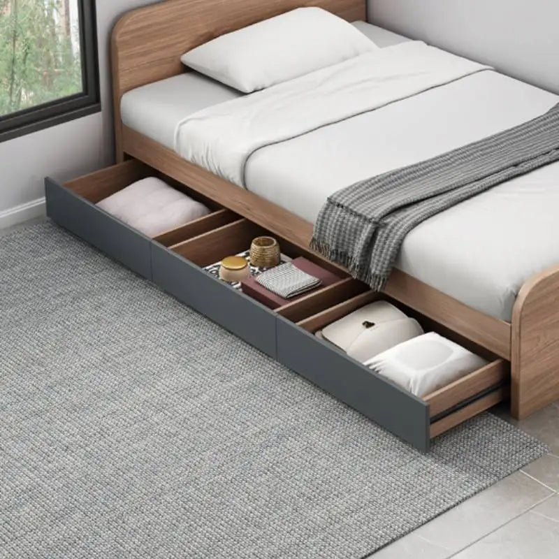 European Wood Bed Frame Headboard Platform Under Storage Queen Bed Frame Twin King Size Modern Cama De Casal Bedroom Furniture