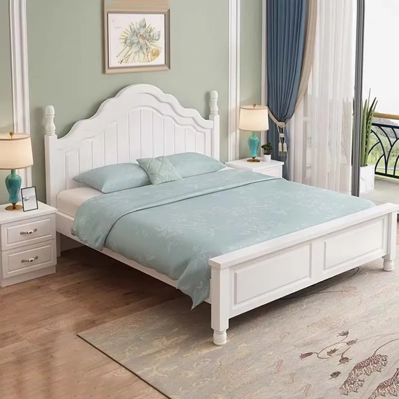 European Queen Double Bed Tall Platform Pretty Modern Solid Wood Bedroom Bed Frame Bases Luxury Camas Matrimoniales Furniture
