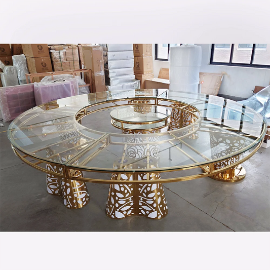 Wholesale modern gold stainless steel dining table for wedding