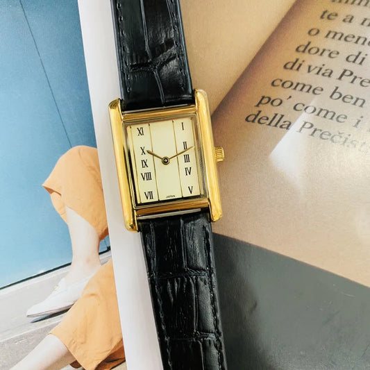 2025 New Women's Watch Quartz Watch Vintage Gold Plated Roman Number H dial Leather strap Women's bracelet clock gifts for Lover