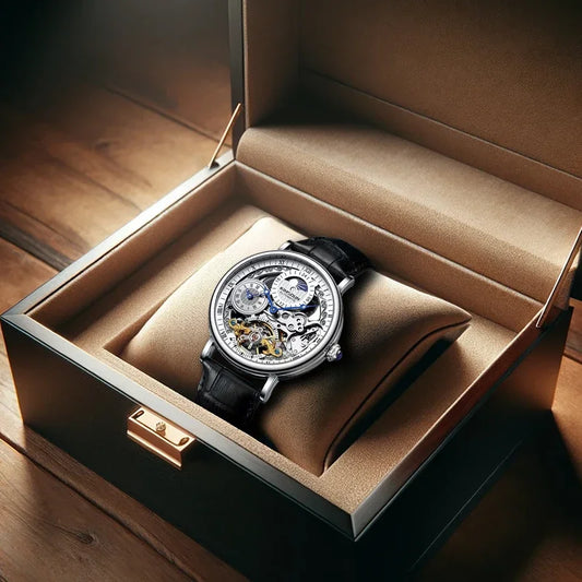 The new men's mechanical watch features a stylish, innovative, classic, and simple design, with a dual sided luminous moon phase