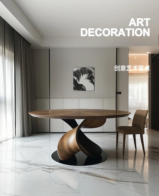 Designer All Solid Wood Round Dining Table Creative Restaurant Dining Table