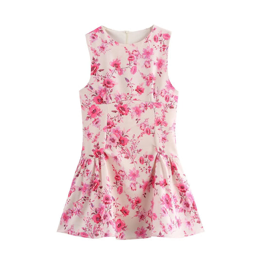 Women's clothing 2025 summer new European and American style flower printed jumpsuit dress