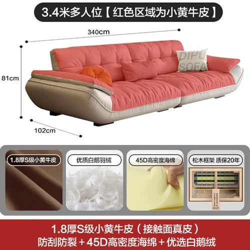 Sectional Living Room Sofa Genuine Leather Comfortable Lounge Sofa Luxury Minimalist Divano Soggiorno Di Lusso Room Decor