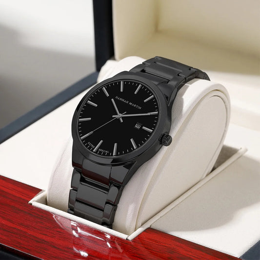 Mens Watch Top Brand Original Sports Quartz Black Mens Watch All Steel Waterproof Classic Business Fashion Calendar Wristatches