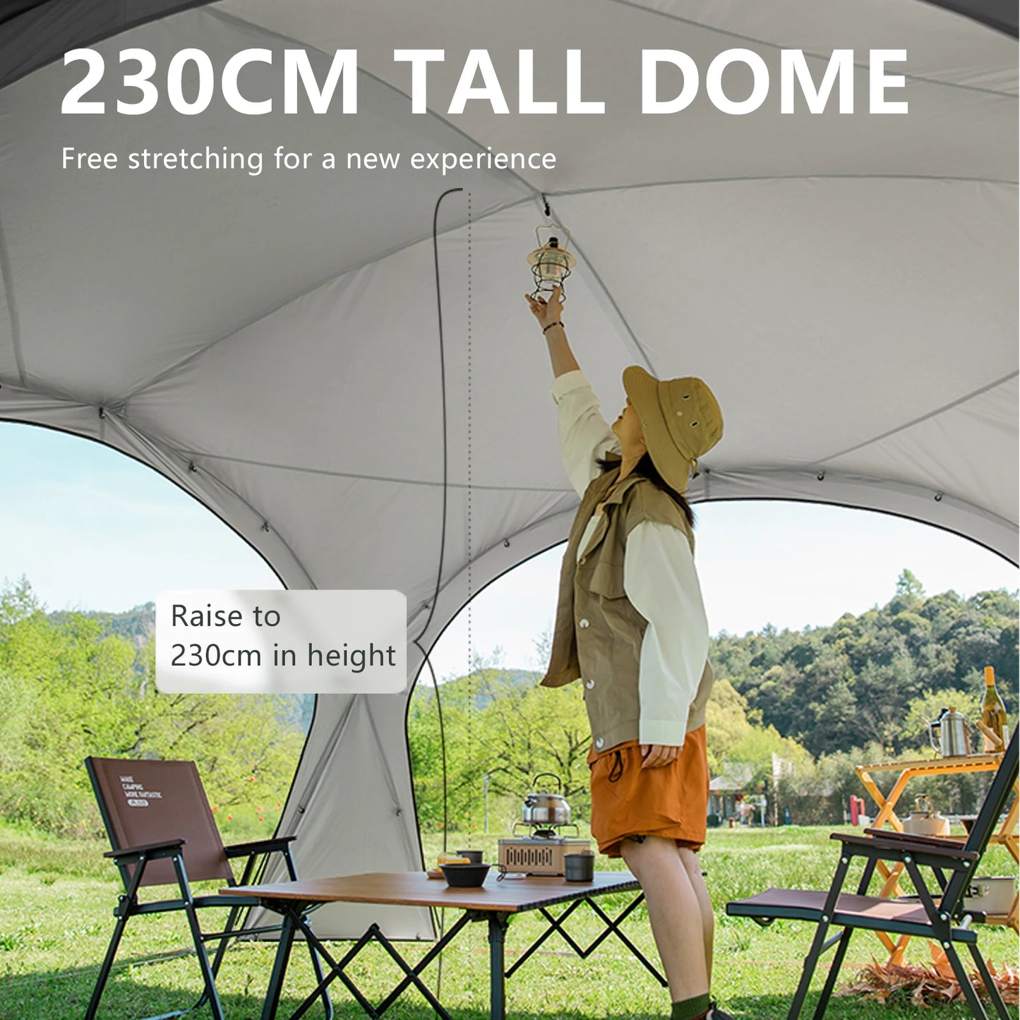 BISINNA Outdoor Camping Dome Tent Luxury Large Round Canopy Silver-coated Garden Awning Family Picnic Pergola Tent