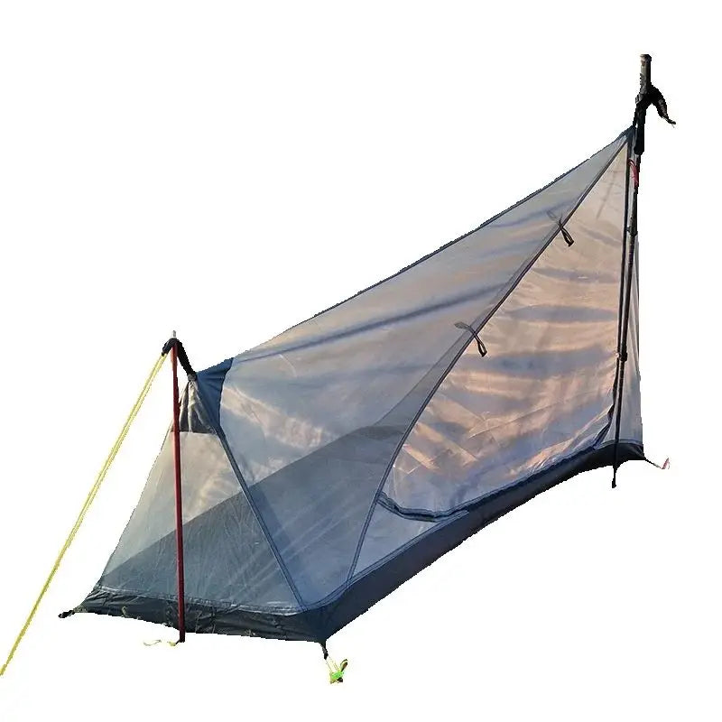 Outdoor Camping Single Person Tent Ultralight Double Layers 15D Silicone Coated No Poles Tent