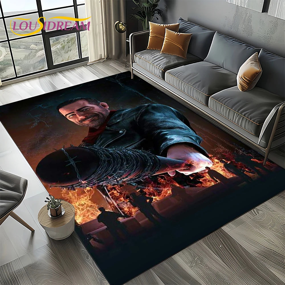 Living Room Walking Dead Rick Daryl Horror TV Rugs Movie Room Sofa Coffee Table Decorative Carpet Hallway Bathroom Non-slip Rug