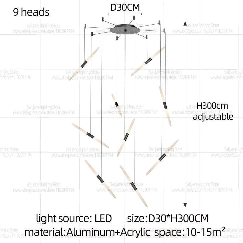 Led Chandelier Modern Dining Room Lamps Home Interior Lighting Designer Living Room Pendent Lamp Creative Staircase Lighting