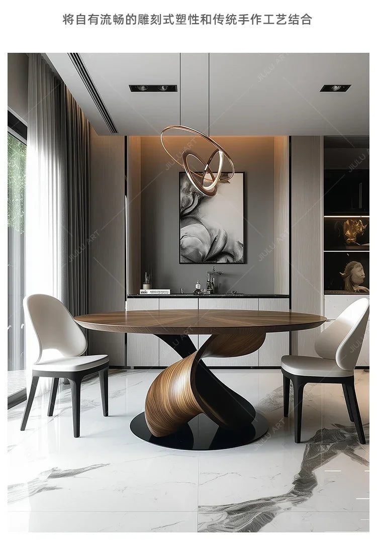 Designer All Solid Wood Round Dining Table Creative Restaurant Dining Table