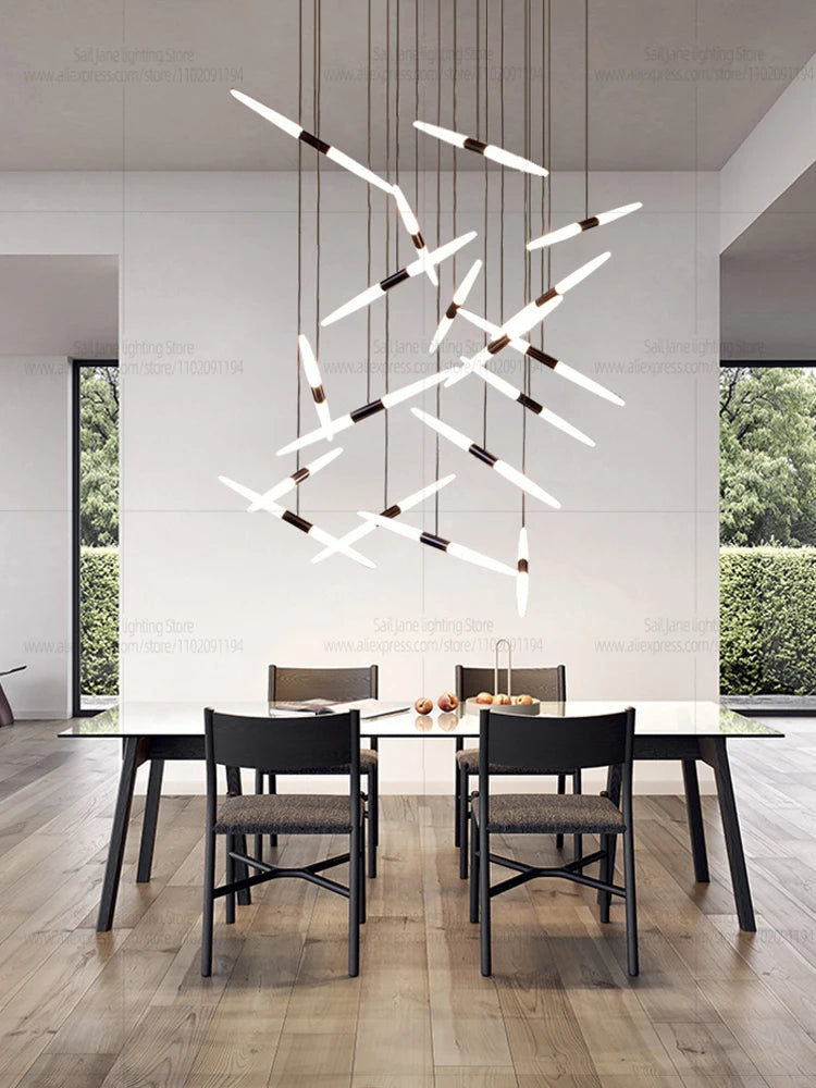 Led Chandelier Modern Dining Room Lamps Home Interior Lighting Designer Living Room Pendent Lamp Creative Staircase Lighting
