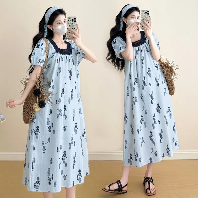 Pregnant Women's Clothing 2025 New Summer Thin Style High-end Mid Length Dress