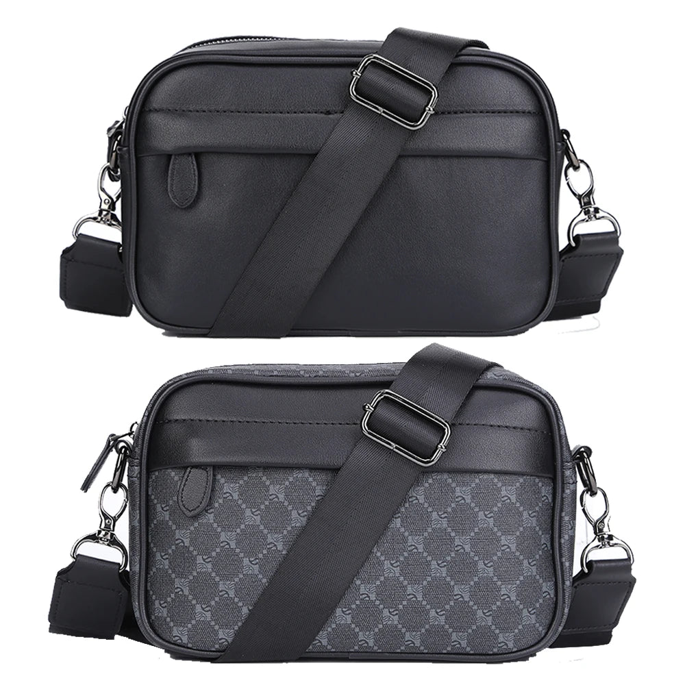 Messenger Sling Bags For Men Casual PU Small Zipper Crossbody Pouch Men Shoulder Bag Women Square Bag Trendy Diagonal Chest Bag