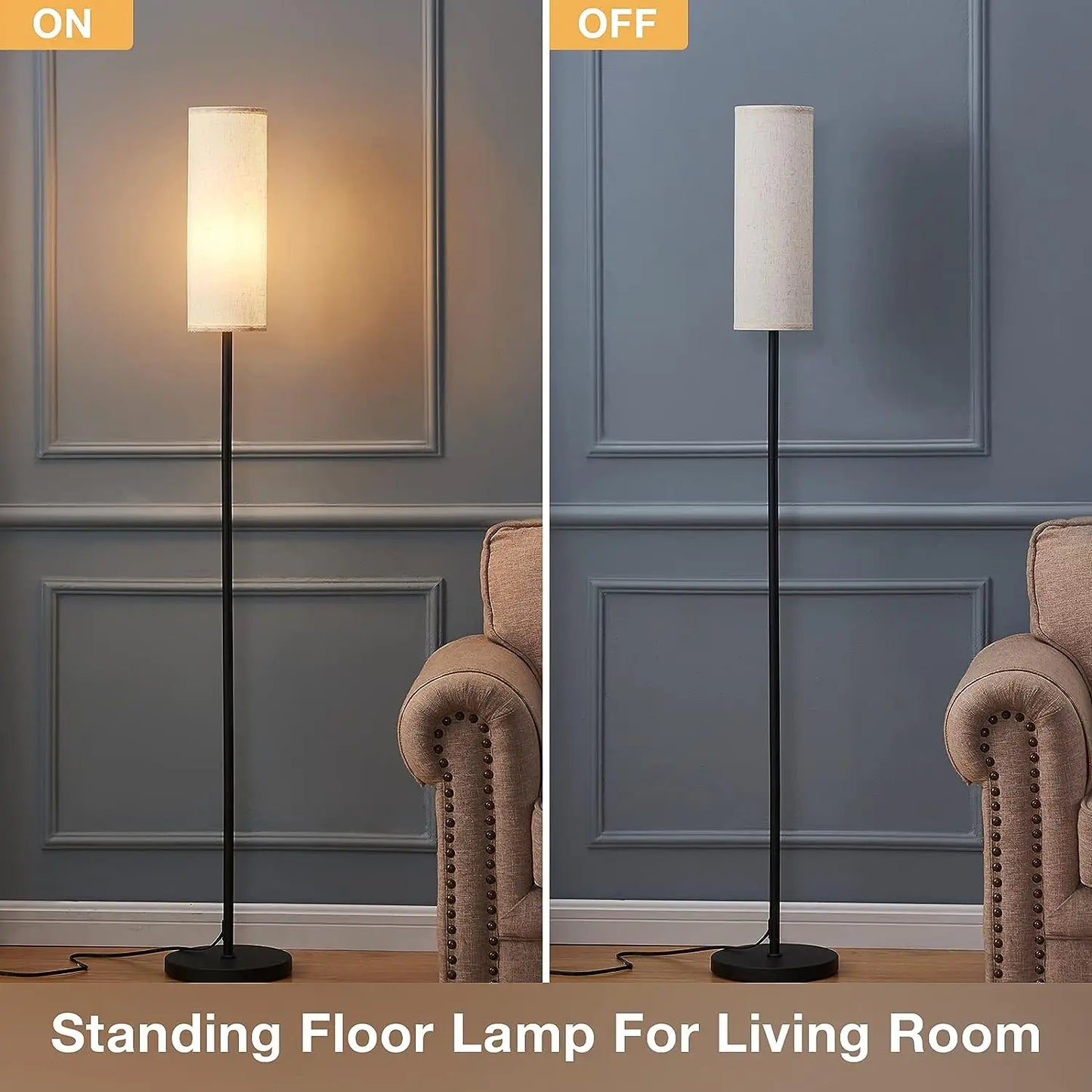 Floor Lamp for Living Room Modern Standing Lamps with Lampshade Lamp with Foot Switch for Living Room Bedroom Kids Room Office