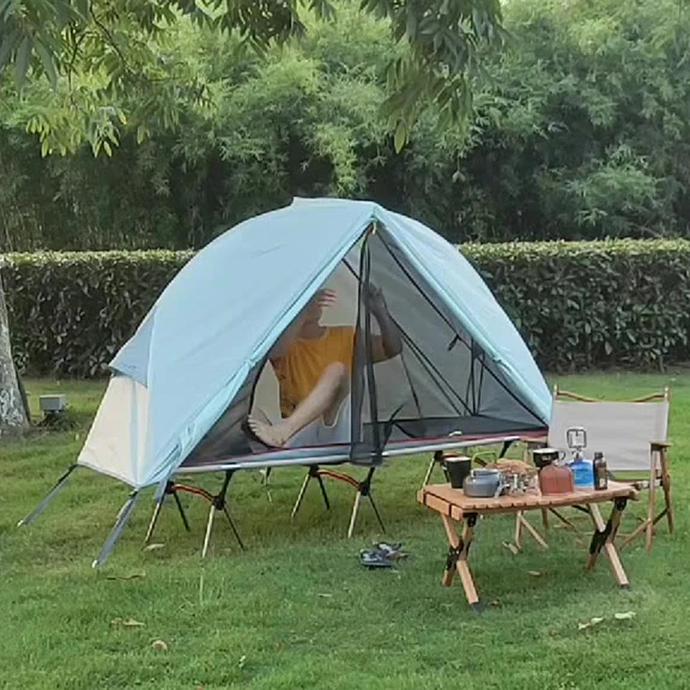 Camping Folding Tent Single Person Outdoor Off The Ground Tent Waterproof UV Resistant Used with Bed for Hiking Travel