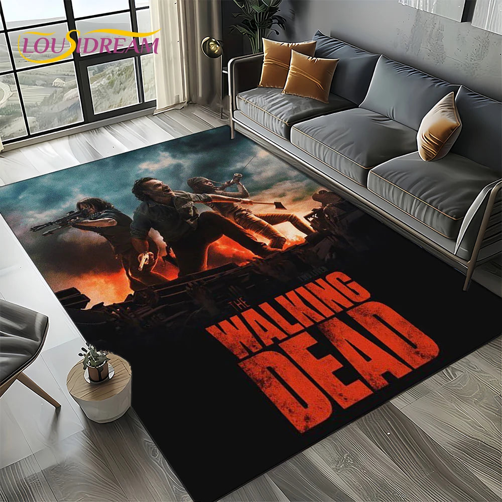 Living Room Walking Dead Rick Daryl Horror TV Rugs Movie Room Sofa Coffee Table Decorative Carpet Hallway Bathroom Non-slip Rug