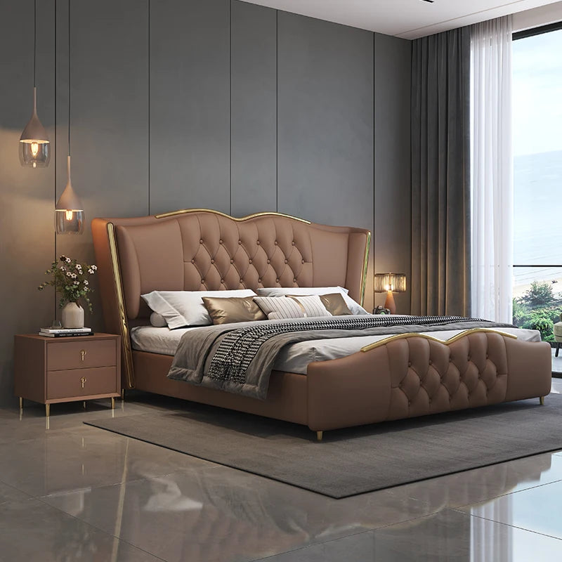 Frames Queen Sized Bed Organizer Headboard European Luxury Bed Storage Minimalist Camas De Matrimonio Dormitorio Home Furniture