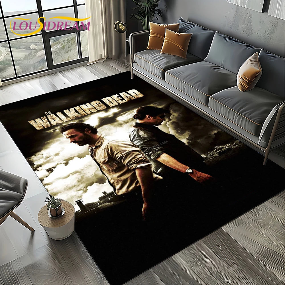 Living Room Walking Dead Rick Daryl Horror TV Rugs Movie Room Sofa Coffee Table Decorative Carpet Hallway Bathroom Non-slip Rug