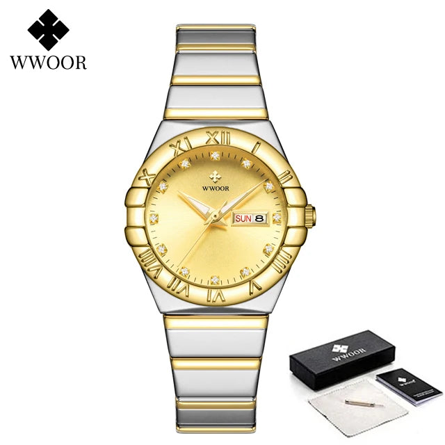 WWOOR New Elegant Watch For Women Diamonds Female Clock Luxury Brand Small Watch Dress Ladies Quartz Wristwatch Relogio Feminino