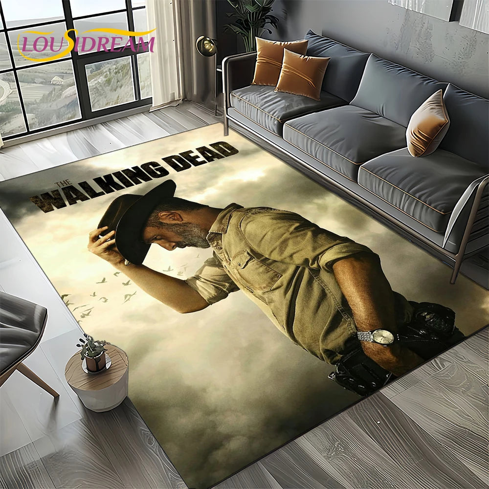 Living Room Walking Dead Rick Daryl Horror TV Rugs Movie Room Sofa Coffee Table Decorative Carpet Hallway Bathroom Non-slip Rug