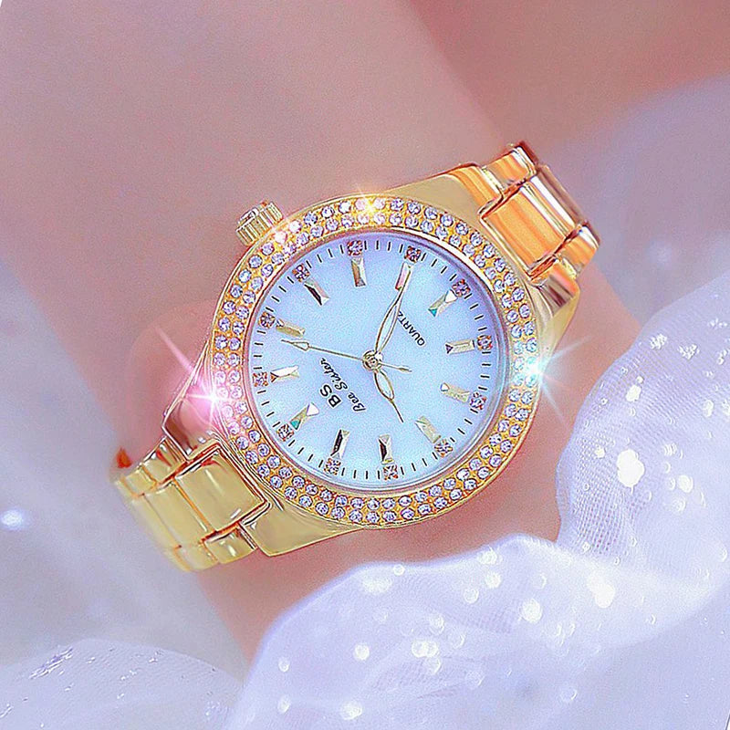 Women Wrist Watches For Ladies Dress Gold Watch Crystal Diamond Women Watches Stainless Steel Silver Clock Montre Femme