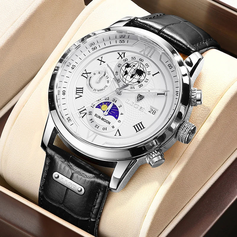LIGE Mens Watches Luxury Waterproof Luminous Quartz Watch For Men Business Fashion Casual Man Date Chronograph Relogio Masculino