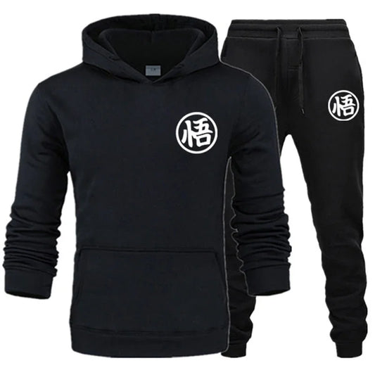 Mens Tracksuit 2 Piece Set Casual Hooded Sweatshirt+Pants Daily Gym Sports Simplicity Suit Trend Fashion Warm Jogging Clothing