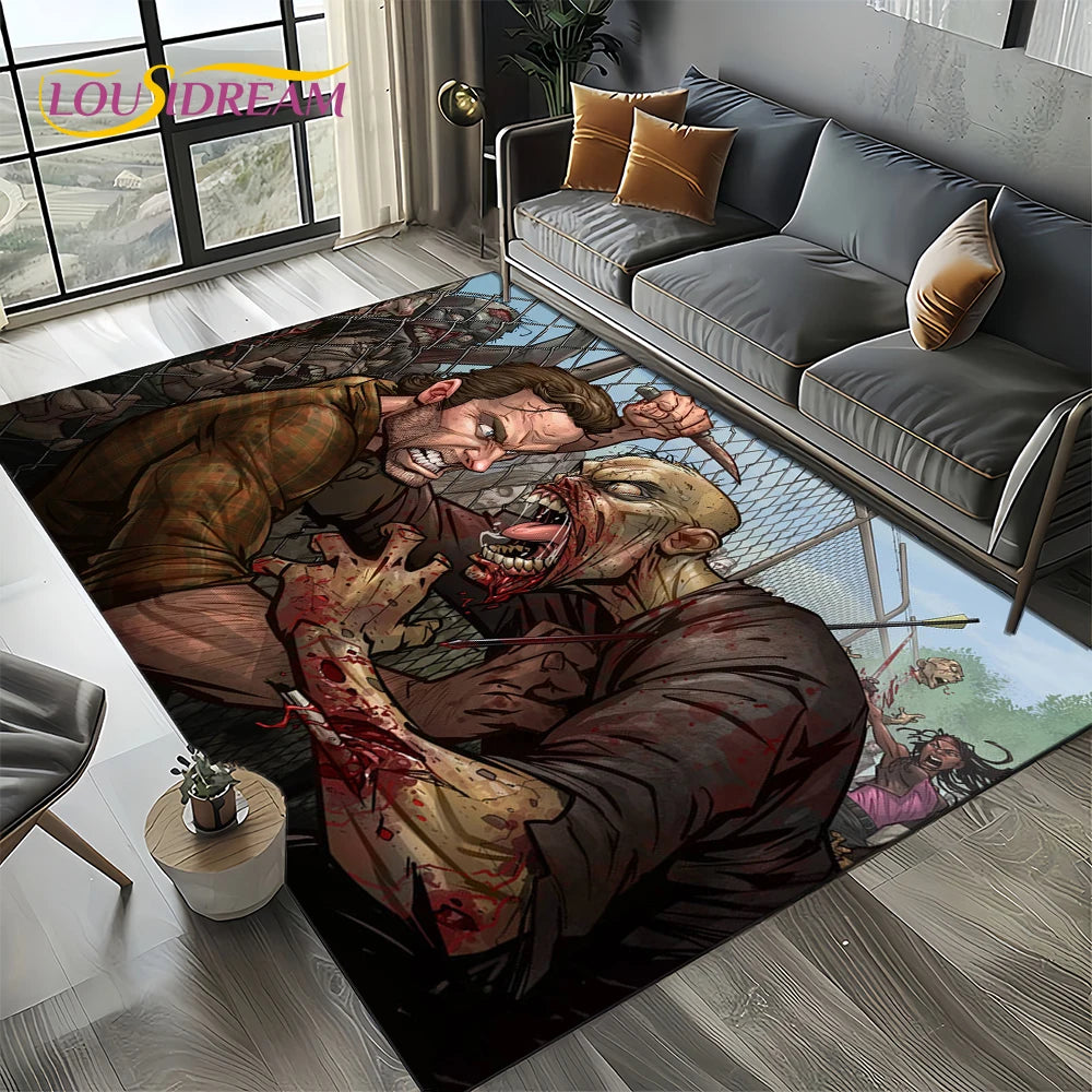 Living Room Walking Dead Rick Daryl Horror TV Rugs Movie Room Sofa Coffee Table Decorative Carpet Hallway Bathroom Non-slip Rug