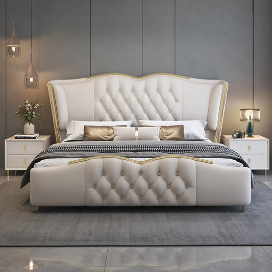 Frames Queen Sized Bed Organizer Headboard European Luxury Bed Storage Minimalist Camas De Matrimonio Dormitorio Home Furniture