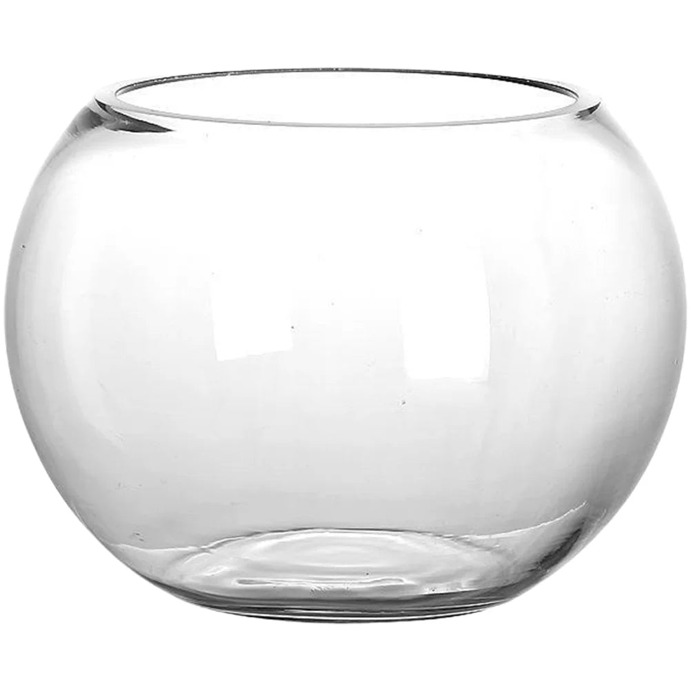 Round Glass Fish Bowl Home Aquarium Desktop Terrarium Small Tank Vase Planter Box Clear Keeper Garden Decor Vases