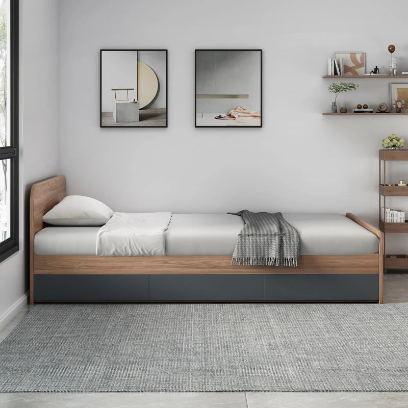 European Wood Bed Frame Headboard Platform Under Storage Queen Bed Frame Twin King Size Modern Cama De Casal Bedroom Furniture