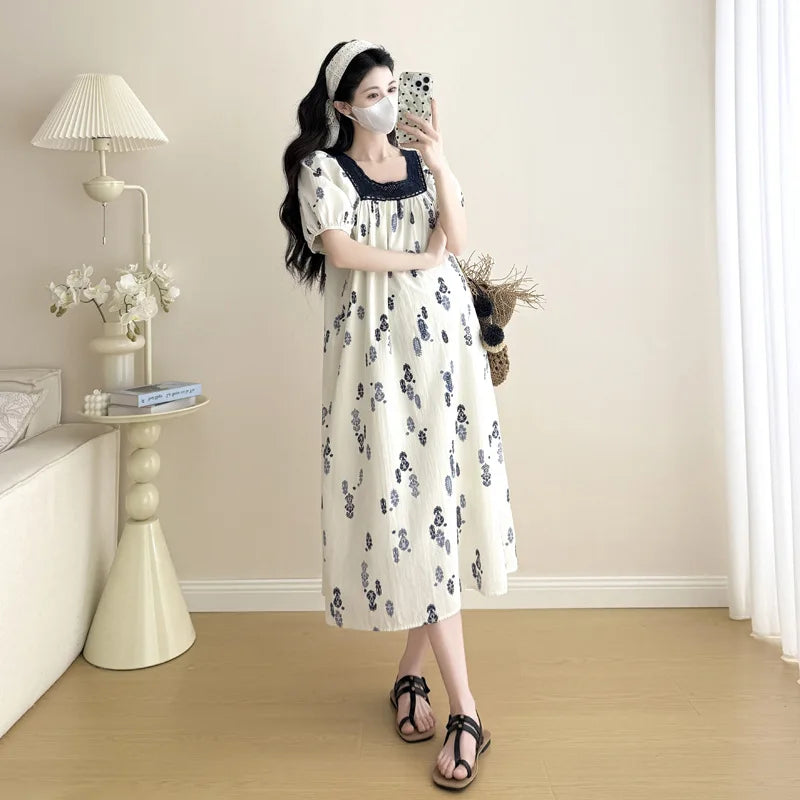 Pregnant Women's Clothing 2025 New Summer Thin Style High-end Mid Length Dress