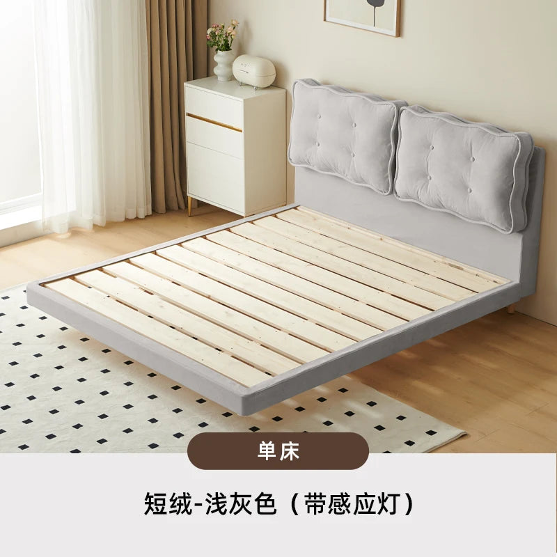 Backrest Girls Double Bed Modern Loft White Sleeper Luxury Floating Bed Frame 180X200Cm Adults Camas De Dormitorio Furniture