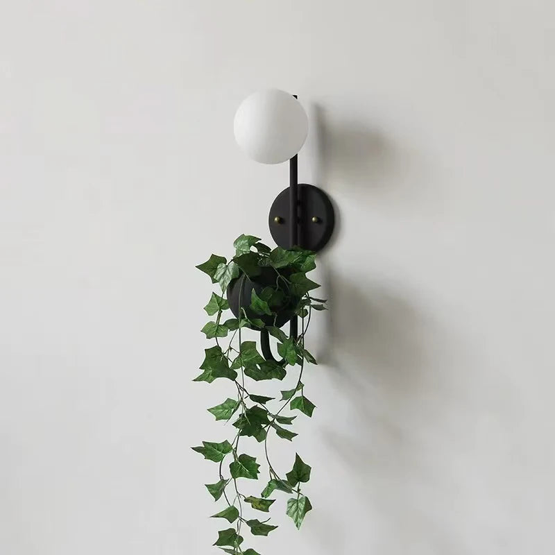 Home Decor Led Lamp Fixture Lighting Glass Ball Nordic Creative Wall Sconce for Bedroom Living Room Plant Kids Luminaire Bedside