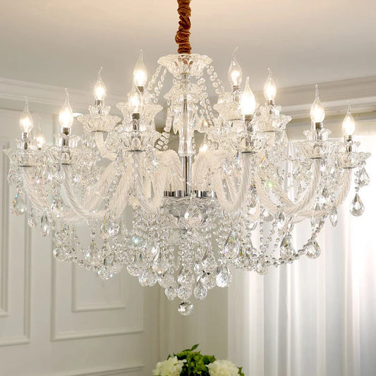 Luxury Home Crystal Chandeliers Villa Lighting for Living Room Decorate LED Ceiling Pendant Lights Indoor Hanging Lights Fixture