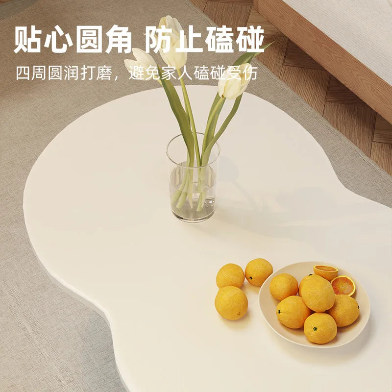 Formwell 80*40cm top Peanut-Shaped Coffee Table Sofa Table Accent Table for Living Room easy assembling solid wood legs
