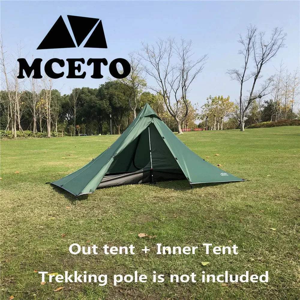 Waterproof Camping Tents Ultralight Double Tiers Rodless Pyramid Tent Single One Person 4 Season All Weather for Hunting Hiking