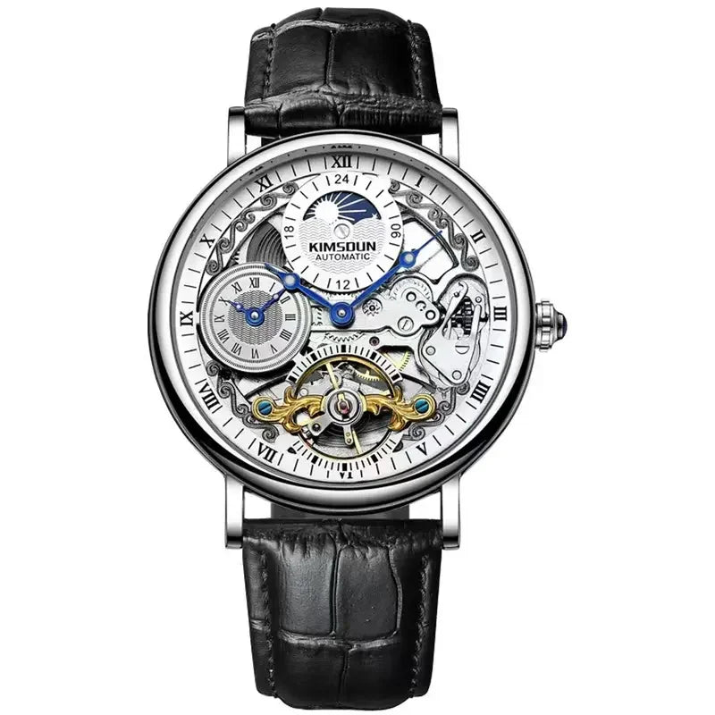 The new men's mechanical watch features a stylish, innovative, classic, and simple design, with a dual sided luminous moon phase