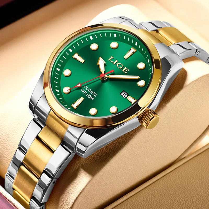 LIGE Mens Watches 5ATM Sports Waterproof Quartz Wristwatch Luminous Clock Ultra Thin Date Watch for Men Relogio Masculino+Box