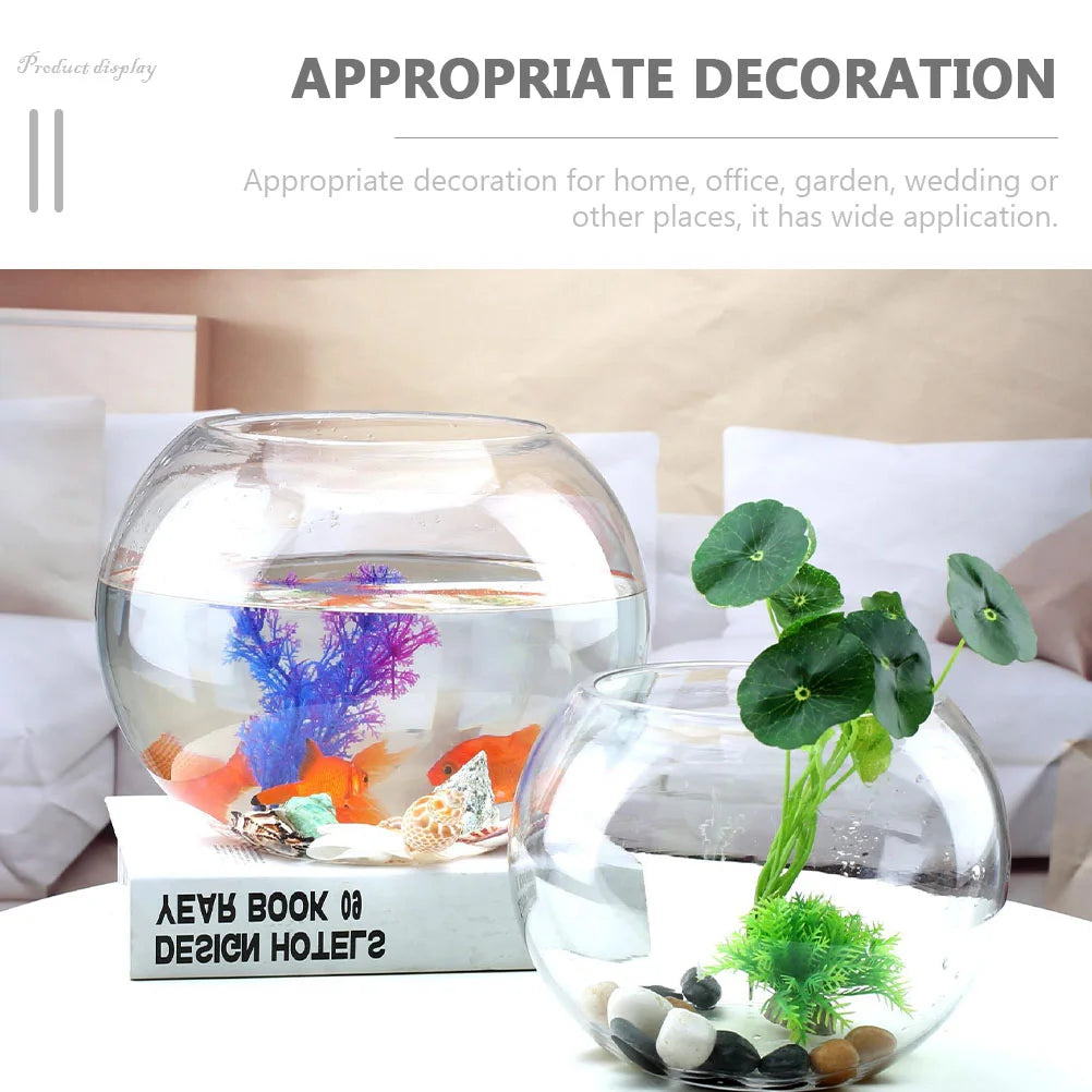 Round Glass Fish Bowl Home Aquarium Desktop Terrarium Small Tank Vase Planter Box Clear Keeper Garden Decor Vases