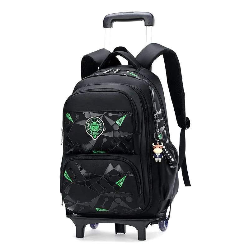 High-capacity on 2/6 Wheels Waterproof Luggage Rolling Bag Student Shoulder Backpack  Detachable Children Rolling School Bags