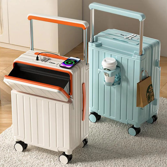 20/22/24/26 Inch Rolling Suitcase Wide Handle Front Opening Carry-on Cabin Luggage Laptop Bag Password Travel Trolley Case 2025