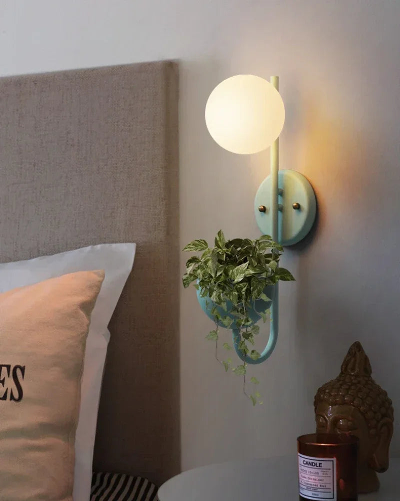 Home Decor Led Lamp Fixture Lighting Glass Ball Nordic Creative Wall Sconce for Bedroom Living Room Plant Kids Luminaire Bedside