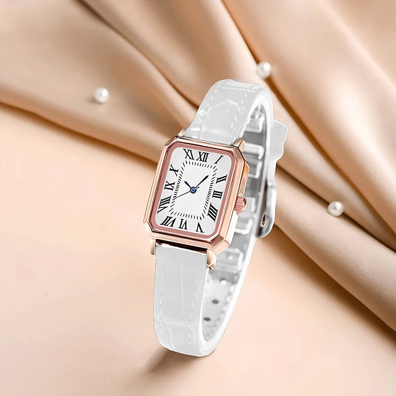 Women's Watch, Quartz Watch, Simple Fashion Casual Watch, Small Elegant Leather Strap, Square Dial with Roman Numerals