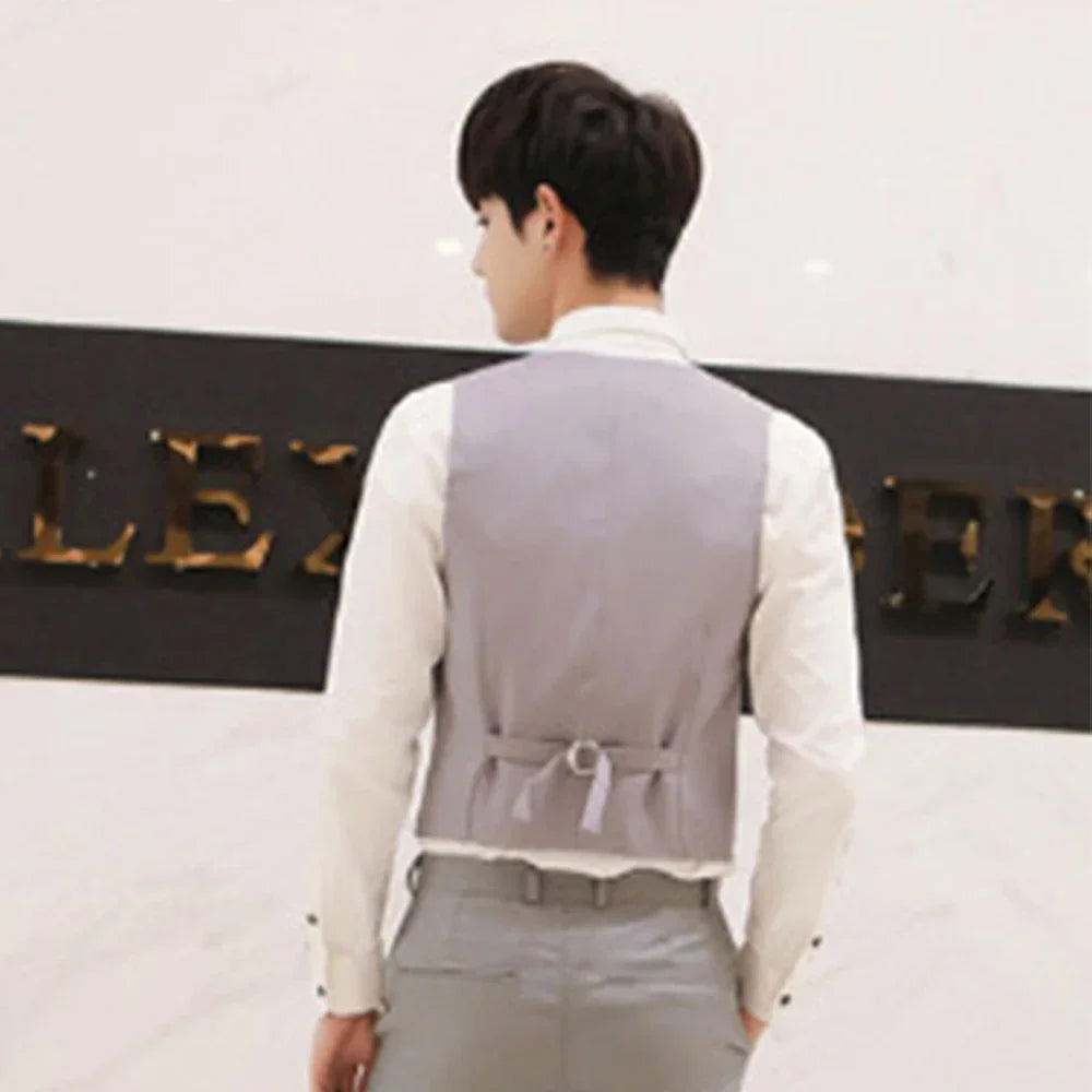 Clothing Mens Vest Slim Spring Summer V-Neck Double-breasted Sleeveless Winter Work All Seasons Autumn Business