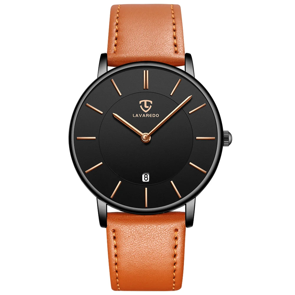 Mens Watches, Minimalist Fashion Simple Wrist Watch for Men Analog Date with Leather Strap